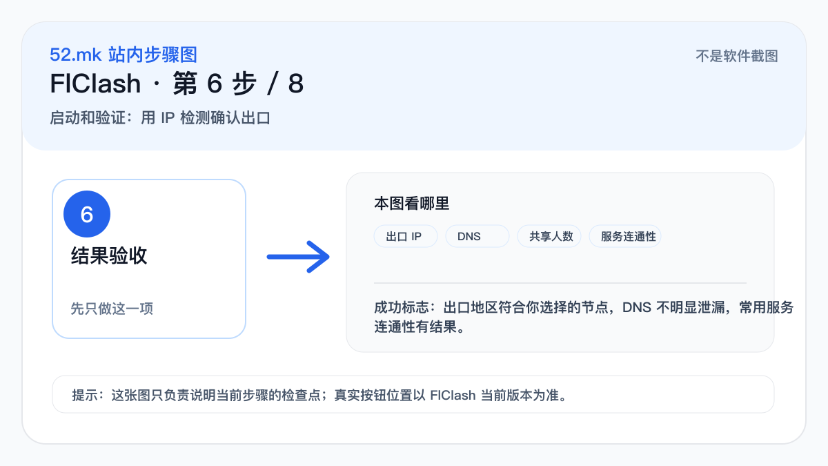 FlClash IP 检测验收示意图