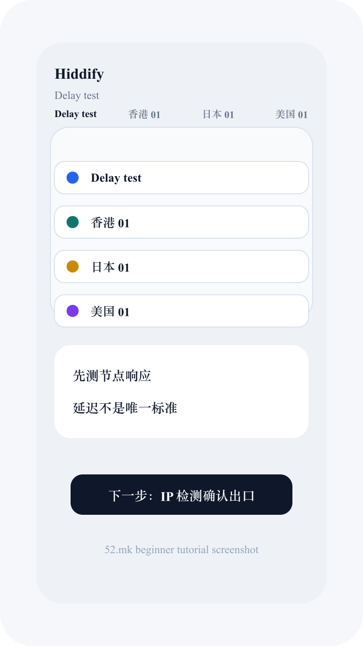 Hiddify 节点测试和代理模式截图示意