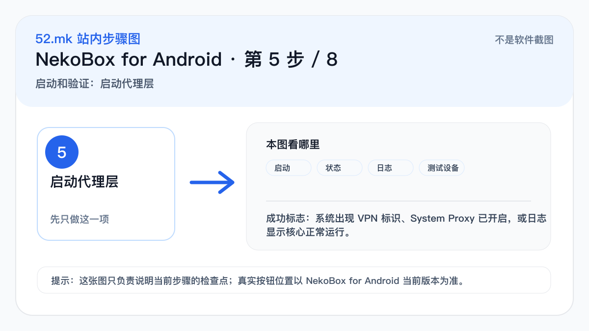 NekoBox for Android 启动和验证示意图