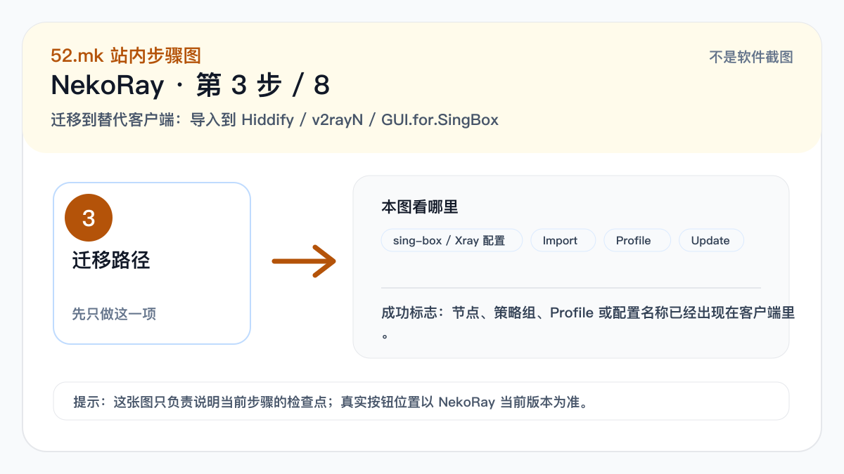 NekoRay 导入配置流程示意图