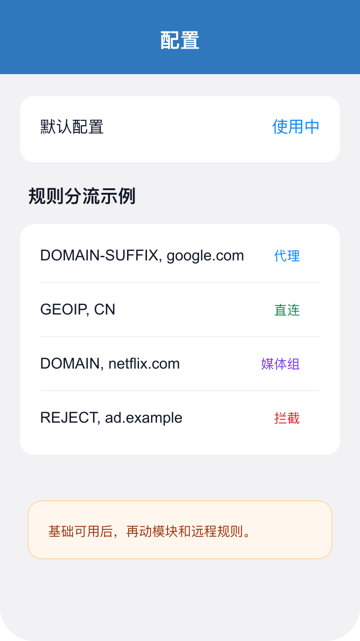 Shadowrocket 配置规则分流截图示意
