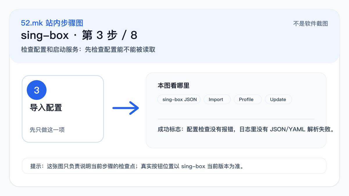 sing-box 导入配置流程示意图