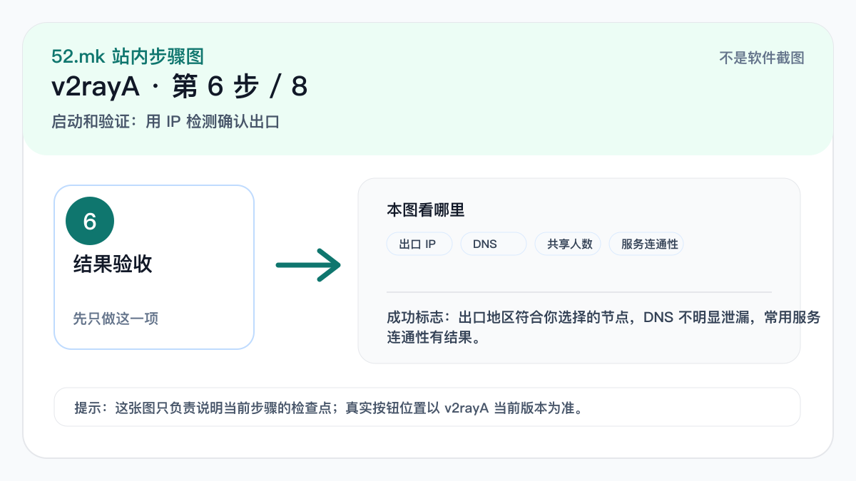 v2rayA IP 检测验收示意图