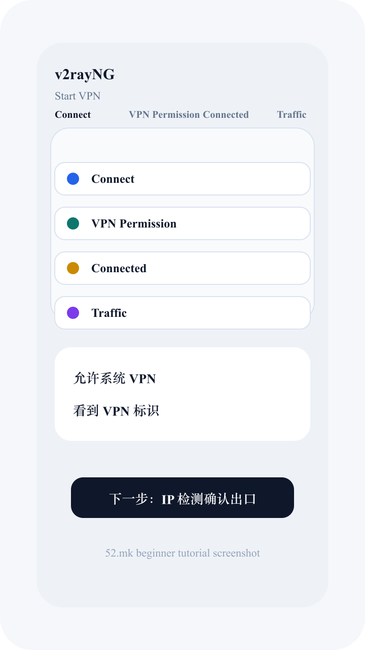 v2rayNG 启动 VPN 截图示意